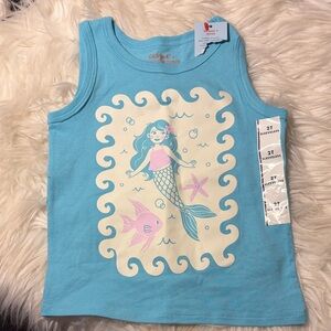 Cat & Jack Blue Tank Top with Mermaid Graphic